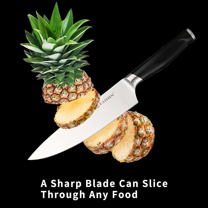15-Piece Kitchen Knife Set with Block, ABS Ergonomic Handle for Chef Knife Set and Serrated Steak Knives Knife Sharpener and Kitchen Shears, Dishwasher Safe, Black Block
