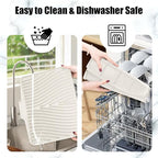 TIKNIK Silicone Dish Drying Mat, Stone Drying Mat for Kitchen Counter with Built-In Drain, Non-Slip Drain Pad with Built-in Drain, Heat Resistant Stone Drying Mat, Hangable, Cream-2pcs, 20" x 15"