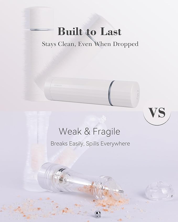 Salt Grinder Refillable Hotqilin – Manual Salt and Pepper Grinder with Titanium Alloy Core, 60+ Adjustable Settings | High Output, Easy to Clean, Durable Aluminum Body