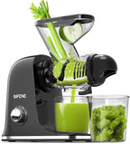 SIFENE Cold Press Juicer Machine, Mini Slow Masticating Juicer with Dual Feed Chute, Compact Electric Juice Extractor for Celery Ginger & Fruit, Easy Clean, Black