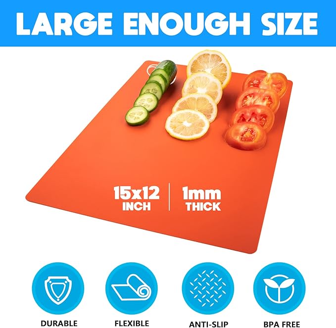 Goodluck 7 Pieces Flexible Cutting Boards, BPA Free Plastic Cutting Boards for Kitchen, Non Slip Cutting Mat for Meat and Vegetables