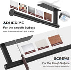 ASTOFLI Paper Towel Holder Under Cabinet No Drilling, Self Adhesive Paper Towel Holder Wall Mount for Kitchen Rack, Under Counter Napin Holder No Drill, RV, 304 Stainless Steel, Matte Black