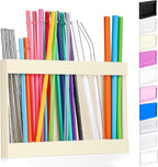 Qinyoung Acrylic Straw Holder for Cabinet Door with Double Sided Adhesive Tape Reusable Straw Organizer Tumbler Storage Kitchen Accessories Container for Counter Cupboard(Classic,Large,Milky Yellow)