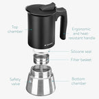 Navaris Moka Coffee Pot - Percolator Espresso Maker for Stovetops Induction Gas Electric Stove Hob - Stainless Steel Percolated Coffee Pot - 10 fl oz