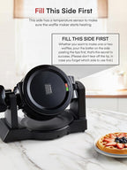 Waffle Maker, 1400W Double Belgian Waffle Iron 180° Flip, 8 Slices in 3 Mins, Rotating & Nonstick Plates, Anti-Scald, Removable Drip Tray Easy to Clean, Cool Touch Handle, Space-Saving Storage(Black)
