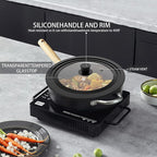Universal Lid for Pots, Pans and Skillets - Tempered Glass with Heat Resistant Silicone Rim and Heat Resistant Handle Fits 10", 11" and 12" Diameter Cookware, Black