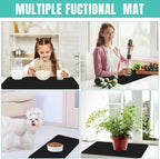 WISELIFE Coffee Mat Super Absorbent Dish Drying Mat Coffee Bar Accessories Match with Machine Large Drying Mats for Kitchen Counter 17" W x 30" L, Black