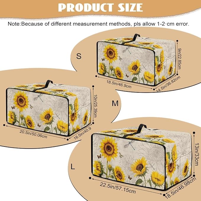 Sunflower Butterfly Dragonfly Print Toaster Oven Dust-proof Cover, Fingerprint Prevention & Greasy Protection Washable Universal Small Appliance Covers (Large-18.5 * 22.5 * 12.99 inches)