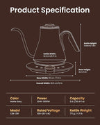 INTASTING Gooseneck Electric Kettle with Precise ±1℉ Temperature Control, Wood-Accented Handle, Stainless Steel Interior, Quick Heating Pour Over Kettle for Coffee & Tea, 0.9L, Matte Grey