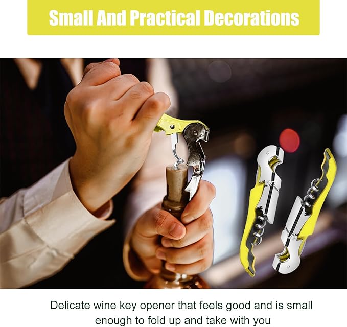 12 Pieces wine key wine opener Professional Waiter Corkscrews Stainless bottle opener Fold Serrated Foil Cutter Key for Family, Company Party,Bars,Restaurants(yellow)