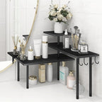 Homode Bathroom Counter Organizer Corner Shelf, Kitchen Countertop Organizer, 3 Tier Wood Counter Shelf Stand for Over The Sink, Coffee Station, Desktop, Black