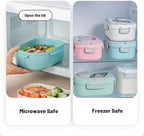 Adults Bento Lunch Box,Salad Container Large 43oz Salad Bowl, Bento-Style Tray for Toppings, 3oz Sauce Container for Dressings, and Built-In Reusable Fork (Pink)