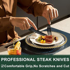 49-Piece Black Silverware Set with Organizer, Food-Grade Stainless Steel Black Flatware for 8, Cutlery Utensil Sets with Steak Knives, Rust-proof, Mirror Polished, Dishwasher Safe, Tree Pattern