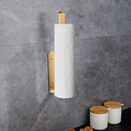 Self Adhesive Paper Towel Holder Under Cabinet Mount, 304 Stainless Steel Wall Mount Paper Towel Roll Rack for Kitchen Cabinet, Bathroom (Gold)