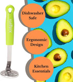 Mini Avocado Masher, Small Potato Masher, Heavy Duty, Kitchen Utensil. Stainless Steel, Tiny Masher, Compact Mini Masher for Avocado - Effortless Guacamole Preparation, Dishwasher Safe.… (Green)