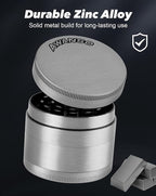 3" Grinder for Kitchen Spices, 3-Piece 4-Part Design, Screen-Free, Durable Zinc Alloy, Silver
