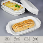 Small Au Gratin Baking Dish with Handles 7 x 4, Set of 4, 8.5 Oz Ceramic Casserole Dishes, for Oven Roasting, Au Gratin Pans Set for Individual portion, Lasagna, Pie, Gratin, Kitchen Home