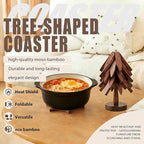Bamboo Trivets for Hot Dishes, Tree Shape Trivet Set, 5 Bamboo + 1 Stand stored Like a Tree,Foldable Kitchen Wooden Trivet, for Hot Pot Holders for Pots, Bowls and Teapot