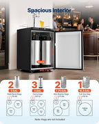 VEVOR Beer Kegerator, Triple Tap Commercial Draft Beer Dispenser for D system, Full Size Keg Refrigerator with 5lbs CO2 Tank, Hold 3 Sixth/2 Slim/3 Ball lock keg (3 taps - ball lock)