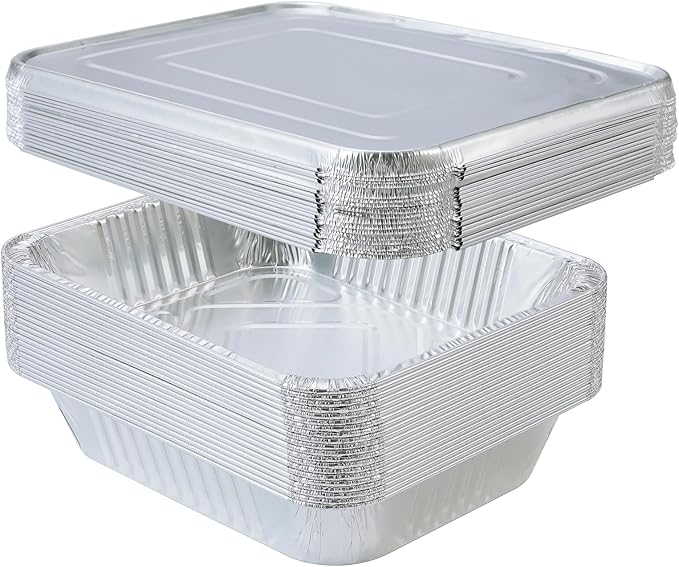Waytiffer Disposable (25pack) 9x13 Aluminum Foil Pans with Lids, Half Size Deep Steam Table Pans, Heavy Duty Aluminum Baking Pans for Cooking, Roasting, Heating, Serving & Lining Steam-Table Trays