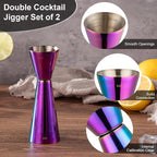 Briout Jigger for Bartending, Double Cocktail Jigger Japanese Premium 304 Food Grade Stainless Steel Jigger 2 OZ 1 OZ with Measurements Inside, Flat Edge Rainbow