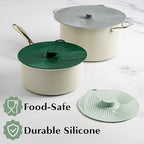 Goodful Universal Silicone Lids for Pots and Pans, Heat Safe, Reusable Suction Seal Covers for Bowls, Pots, Cups- Food Grade, Dishwasher Safe, 3 Piece, Gray, Green and Sage