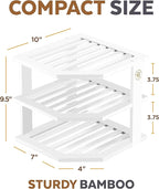 Bambüsi Plate Organizer for Cabinet - Corner Cabinet Organizer and Kitchen Cabinet Organizer Shelf, Kitchen Countertop Organizer for Plates, Dishes and Bowls, Space Saving Corner Rack, White