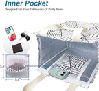 iknoe Insulated Lunch Bag for Women & Adults, 9L Foldable Wide-Open Cooler Bag with Pockets, Leakproof & Portable, for Picnic, Office, Beach(White diamond)
