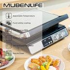 Panini Press,4 Slices Contact Grill with Removable Non-Stick Coated Grill and Flat Plates,Panini Makers with Temperature Control and Timer,Open 180 Degrees,Grill and Griddle (Silver with digital)