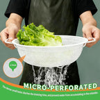 Colander Set with White Coating, Stainless Steel Micro-Perforated Colanders Strainers for Draining Rinsing Washing, Ideal for Vegetables Fruits, Heavy Duty & Dishwasher Safe