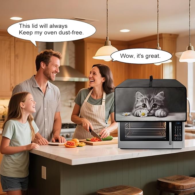 Kitten Daisy Print Toaster Oven Stain-resistant Cover for Kitchen Counter Decor, Heavy Duty Heat-resistant Microwave Oven Cover, Washable (Small-14.5 * 18.46 * 9 inches)