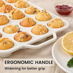 Vinino Mini Muffin Pan with Metal Reinforced Frame-1Pack, Silicone Cupcake Pan for Baking 24 Cup Mini Size, BPA Free Silicone Muffin Tray, Cupcake Baking Pan Molds for Oven Dishwasher Safe-Cream