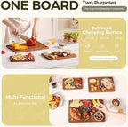 Bamboo Cutting Board for Kitchen – 3-Piece Wooden Boards with Juice Grooves, Side Handles, Non-Slip Mats – Perfect for Meat, Veggies Fruit,Cutting Board & Knife Sets – Ideal Kitchen Gift