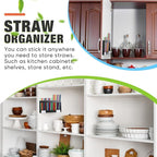 Qinyoung Acrylic Straw Holder for Cabinet Door with Double Sided Adhesive Tape Reusable Straw Organizer Tumbler Storage Kitchen Accessories Container for Counter Cupboard(Classic,Extra Large,Black)