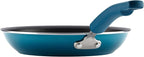 Rachael Ray Brights Nonstick Cookware Pots and Pans Set, 10 Piece, Marine Blue