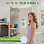 2 PACK Acrylic Straw Holder for Cabinet Doors, Reusable Straw Organizer with Ultra-Sticky Adhesive, Small Kitchen Accessories Container, Fits Both Short & Long Straws (White)