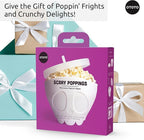 OTOTO New Scary Poppings Microwave Popcorn Popper - Gothic Popcorn Microwave Popper, Silicone Microwave Popcorn, Collapsible Bowl Popcorn Bowls, Halloween Goth Accessories Goth Gifts (White)