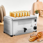 Stainless Steel 6 Slice Toaster, Electric Bread Baking Machine Commercial Toaster with Crumb Tray and Timer Bread Toasters for Home Kitchen Restaurant Bakery (3 Modes/1650W)