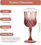 XUWAIDSGN 48 Pcs 7oz Plastic Vintage Wine Glasses Drinking Glasses Unbreakable Wedding Glassware Crystal Water Goblets Reusable Drinkware Vintage Champagne Flutes (48, Rose Gold)