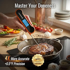 0.5 Sec Instant Read Meat Thermometer Digital with ±0.5℉ Precision, Food Thermometer for Cooking Kitchen Gadgets, Oven Grill Candy BBQ Essentials Accessories, Gifts for Him Dad Men Birthday, Orange