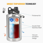 Kerilyn Insulated Gallon Jug with Handle, One Gallon, 128 Ounces, Stainless Steel, Large Double Vacuum Water Bottle for Hot & Cold Drinks, Wide Mouth, Sweat Proof, Great for Travel, Camping