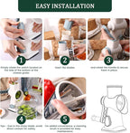 HANSGO Rotary Cheese Grater, Hand Crank Cheese Shredder, Vegetable Slicer for Kitchen, Non-slip Suction Base and 3 Interchangeable Blades for Potatoes Zucchini Nuts Chocolate Fruits, WhiteBlue