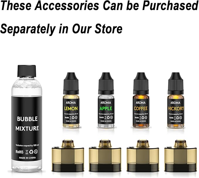 Cocktail Bubble Smoke Gun Accessories, 10 ml, Includes 4 Contains, 4 Aromatic Flavor Oils, Hickory Flavor