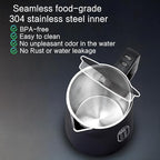 1.5L Electric Kettle Stainless Steel, Double Wall Cool Touch Teapot, Fast Boil, Precise Temperature Control, LCD Display, Auto Shut-Off, BPA-Free,Keep Warm Function, Ideal for Tea,Black