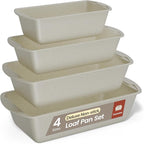 Nonstick Loaf Pan Set Pack of 4, 7" to 11" Large Baking Bread Pan, Oven Safe Up to 450°F, PFOA, PFOS, PTFE Free, Space Saving Stackable Design, Stain Resistant, Dishwasher Friendly, White Marble