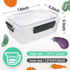 YORY 5 cup Plastic Food Storage Containers with Lids Nestable Freezer Dishwasher Safe Rectangle Meal Prep Container Set,5-Pack