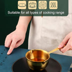 Stainless Steel Butter Warmer, Saucepan Chocolate Milk Butter Melting Pot Small Sauce Pan with Pour Spouts Cooking Pot for Hot Oil Soup Coffee Tea Warming (Gold)
