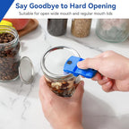 2 Pack Canning Jar Opener with Magnets, Mason Jar Opener For Canning Lids, Regular and Wide Mouth Lids, Powerful Magnet for Easy Refrigerator Storage, Releases Vacuum Seal– Patent Pending(Dark Blue)