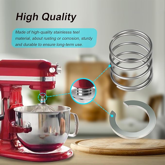 304 Stainless Spring and Washer For KitchenAid Mixers 3.5 Quarts to 7 Quarts Quick Install components