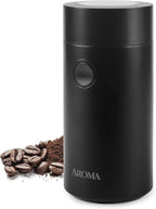 Aroma Housewares Mini Coffee Grinder and Electric Herb Grinder with 304 Stainless Steel Grinding Blades and a Premium Clear Lid (40 g.)
